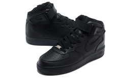 Nike Air Force 1 Mid black (натур.мех)