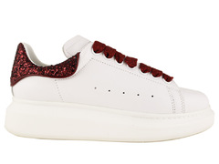 Alexander McQueen Sneaker White/Burgundy Glitter