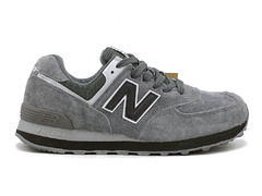 New Balance 574 '22 Grey Suede/Black (с мехом)