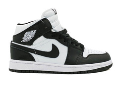 Nike Air Jordan 1 Mid Black/White (с мехом)