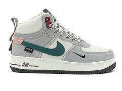 Nike Air Force 1 Mid Grey/Green (с мехом)