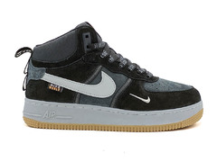 Nike Air Force 1 Mid  Black/Grey (с мехом)