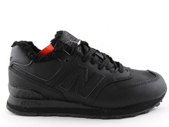 New Balance 574 Mid All Black Leather (с мехом)