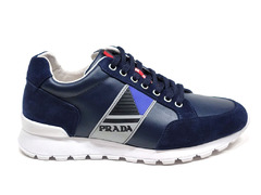 Prada Sneakers Leather/Suede Navy/White