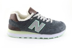 New Balance 574 Dark Blue/Mint (с мехом)