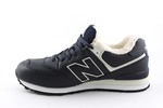 New Balance 574 Navy/White Leather (с мехом)